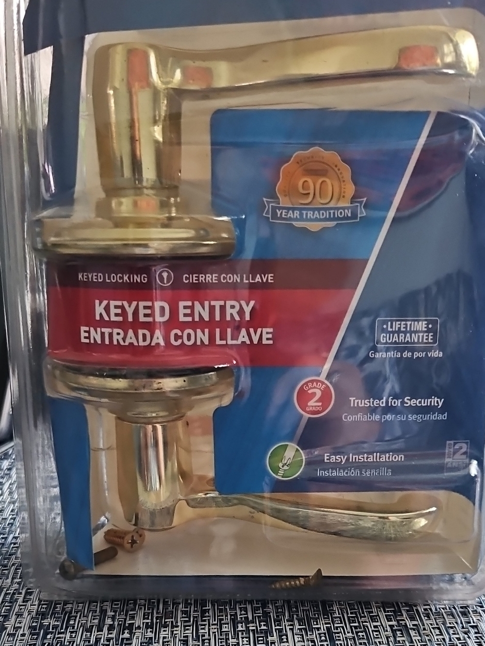 SCHLAGE Keyed Entry Door Lever - Polished Brass